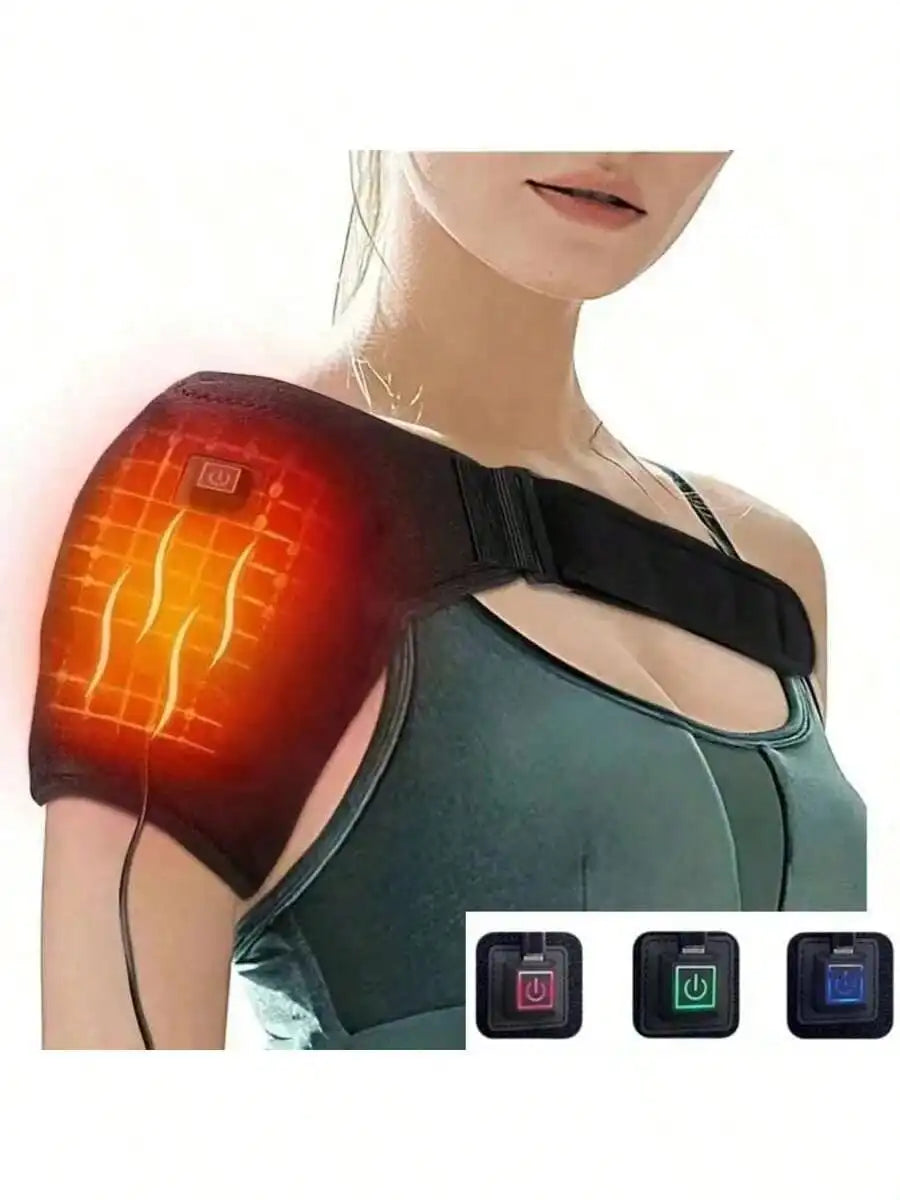 USB Electric Heated Shoulder Massager – Adjustable Brace for Muscle Relief