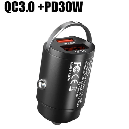 100W Mini Car Charger with Dual USB & Type-C Fast Charging for iPhone 15 Pro Max, Samsung & Huawei
