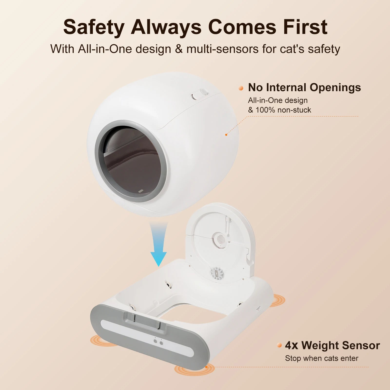 DOEL 65L Smart Self-Cleaning Cat Litter Box – App Controlled Automatic System with 2.4G WiFi, Odor Control, Litter Mat & Trash Bags