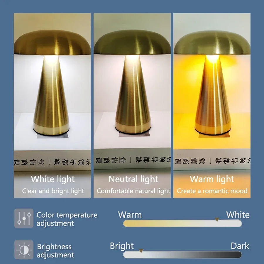 Retro LED Touch Table Lamp – 3 Colors, Rechargeable, Bedside & Outdoor Light