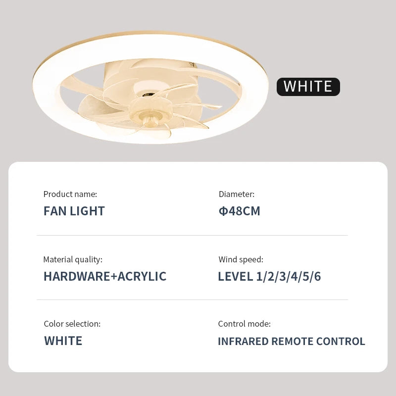 Ceiling Fan Light – Modern LED, Remote Control, Bedroom/Living Room Use