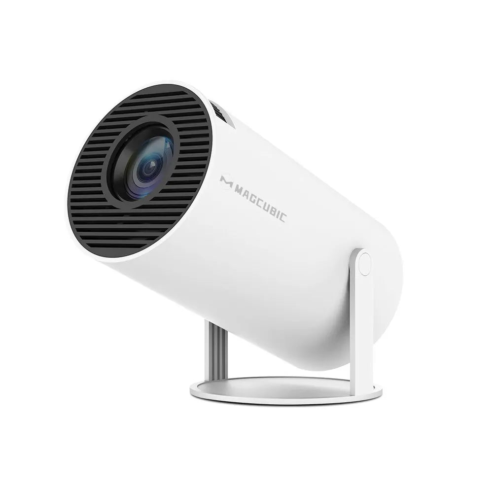 Magcubic HY300 Pro – compact projector with Android 14, 8K support, WiFi 6, and Bluetooth 5.4. Perfect for home cinema and outdoor use