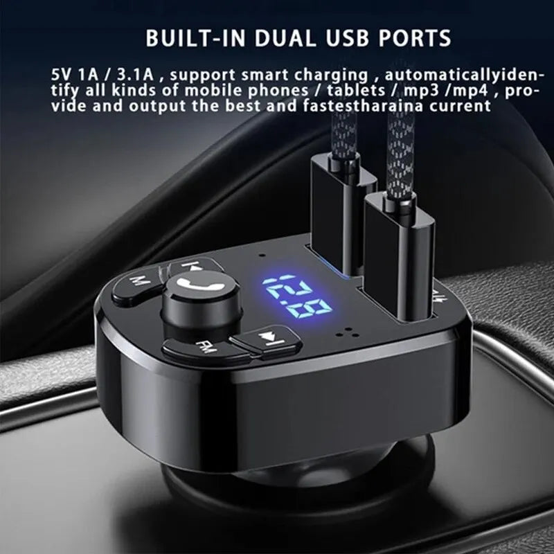 Car MP3 Player Bluetooth 5.0 FM Transmitter + Dual USB Charger
