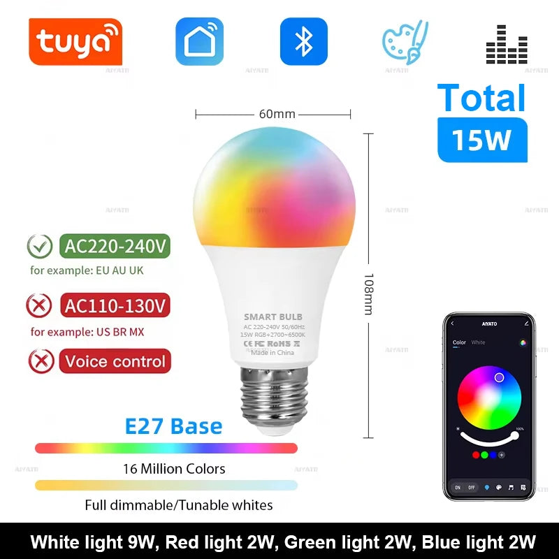 Tuya Smart RGB LED Bulb 15W/18W