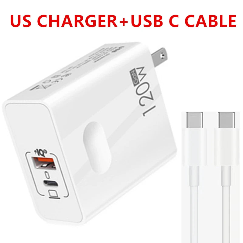 120W USB-C Fast Charger (PD + QC3.0)