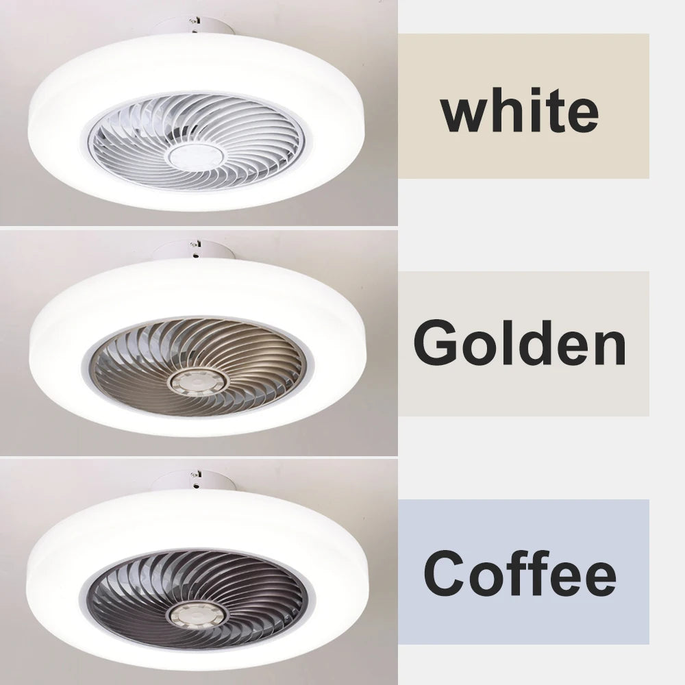 Smart Ceiling Fan with Light, Remote Control, Silent 52cm Invisible Blades