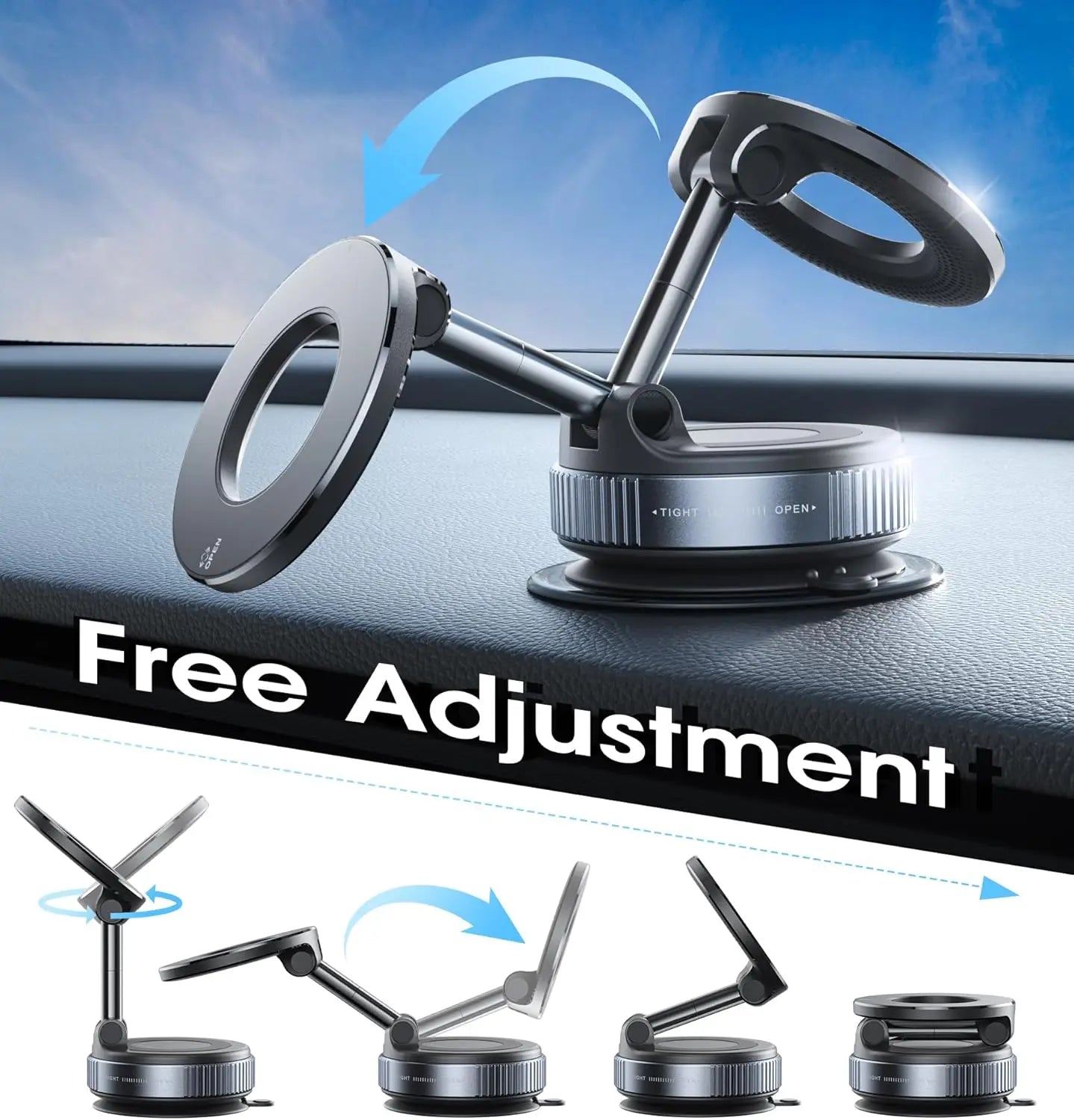 Strong Magnetic 360° Vacuum Suction Foldable Car Phone Holder