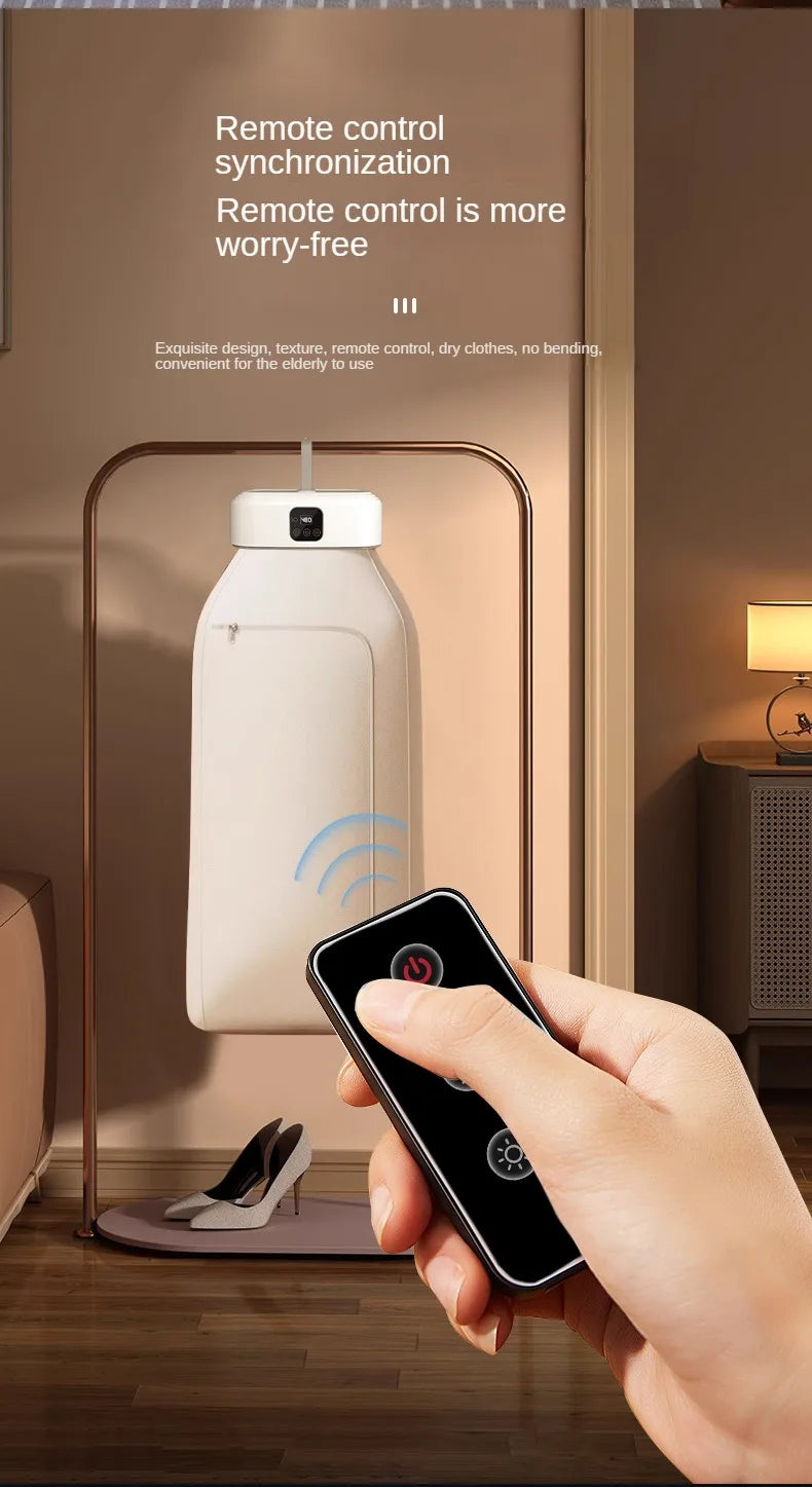 “Remote Control Electric Clothes Dryer – Multifunctional, Warm Air, Timer