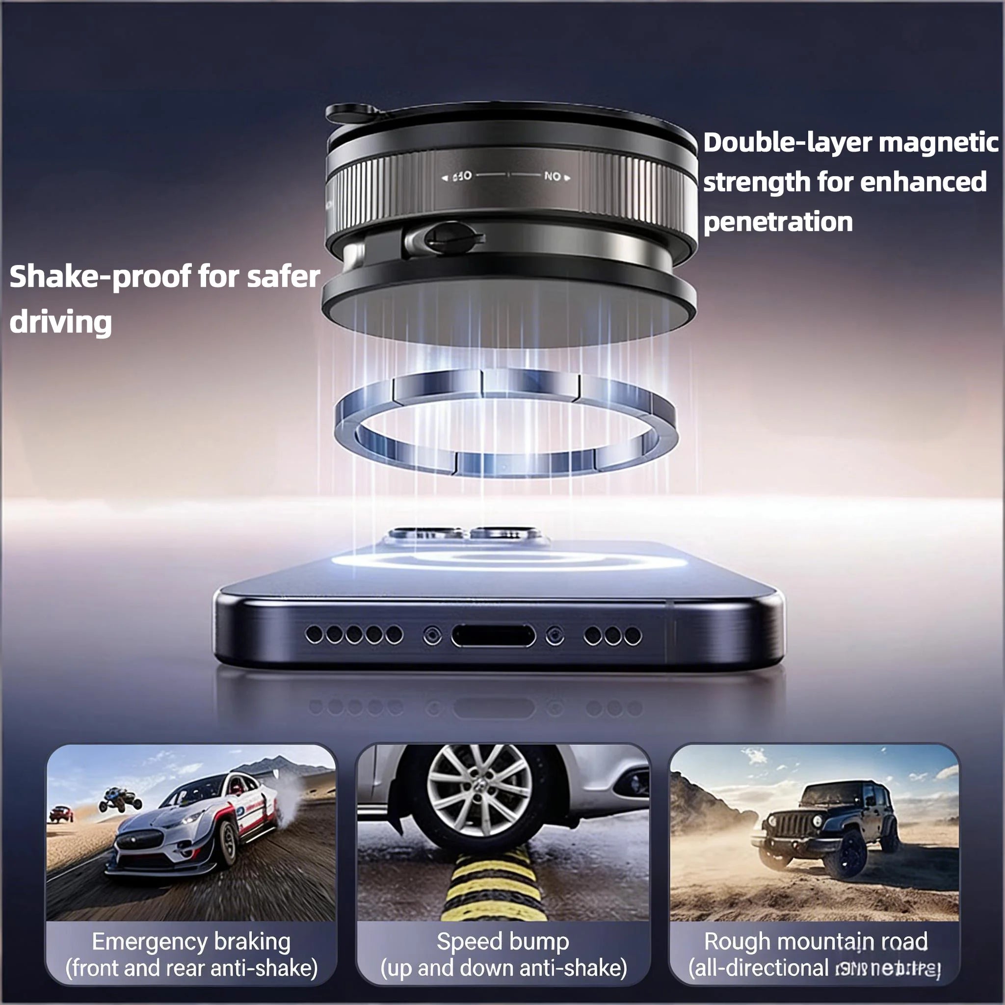 Magnetic 360° Rotatable Foldable Suction Cup Car Phone Holder