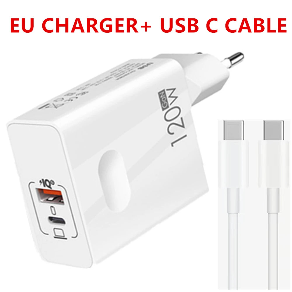 120W USB-C Fast Charger (PD + QC3.0)