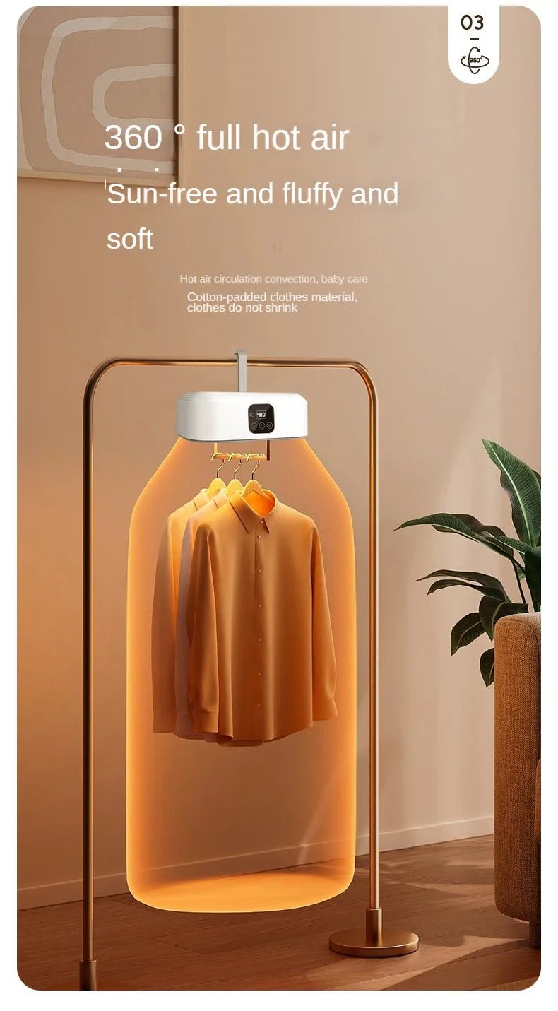 “Remote Control Electric Clothes Dryer – Multifunctional, Warm Air, Timer