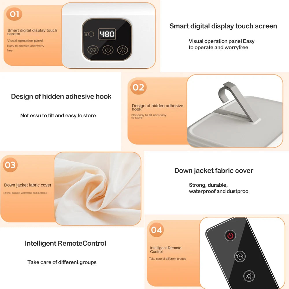 “Remote Control Electric Clothes Dryer – Multifunctional, Warm Air, Timer