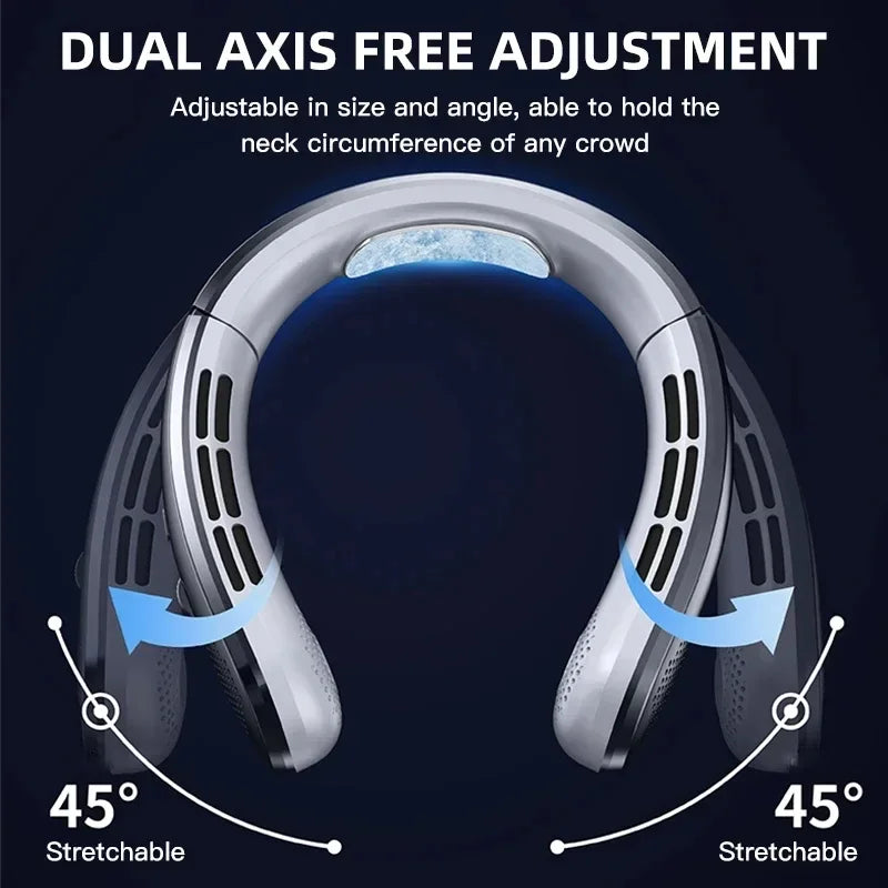 Neck Fan 8000mAh – Bladeless USB Mini Air Cooler LED Display