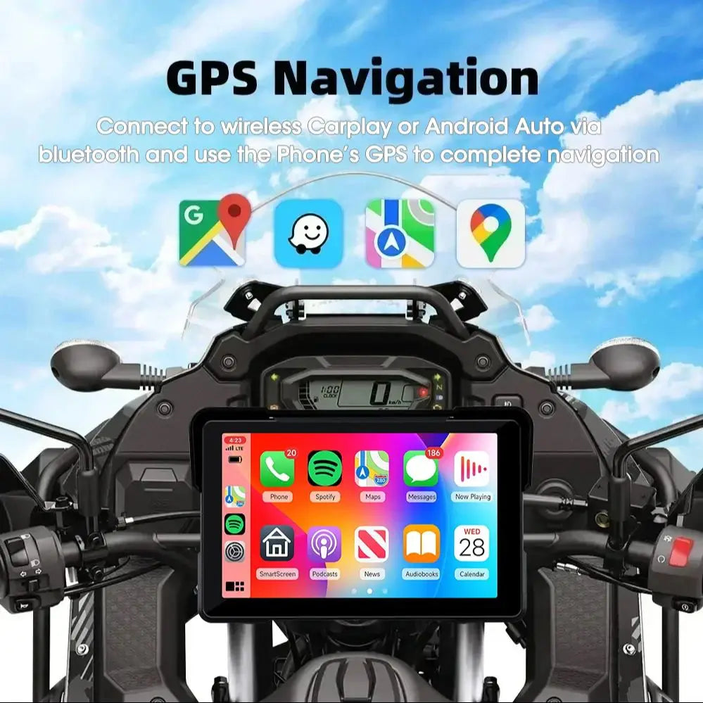 Jansite 5/7" CarPlay Motorcycle GPS DVR Wireless Android Auto IPX7 Monitor