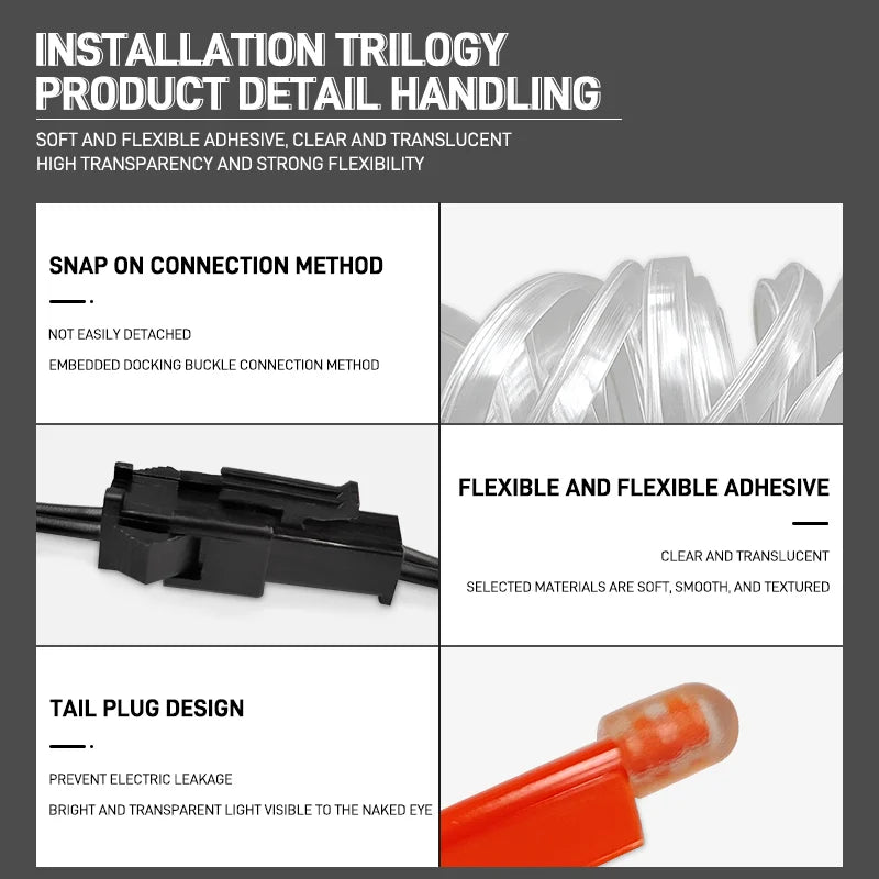 1–5m LED decorative light – flexible neon strip with USB for car, party, and ambient lighting