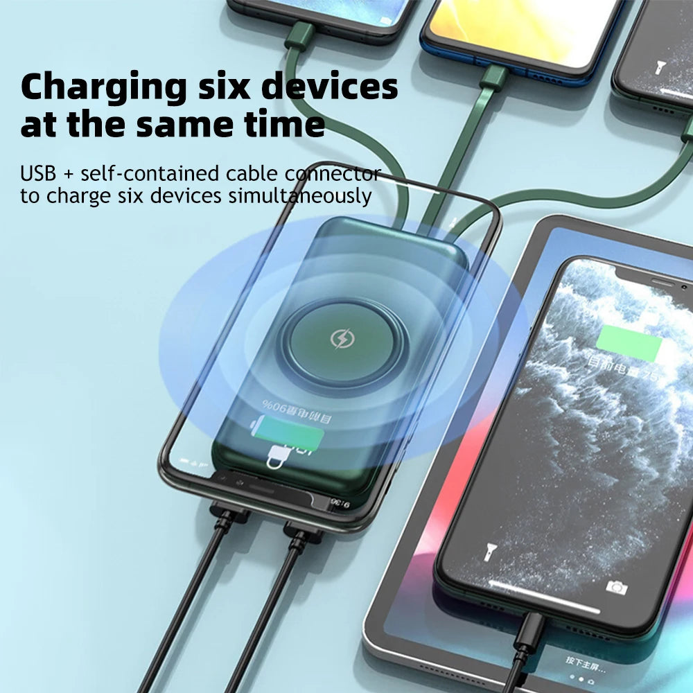 20000mAh Wireless Fast Charging Power Bank (Built-in Cables)