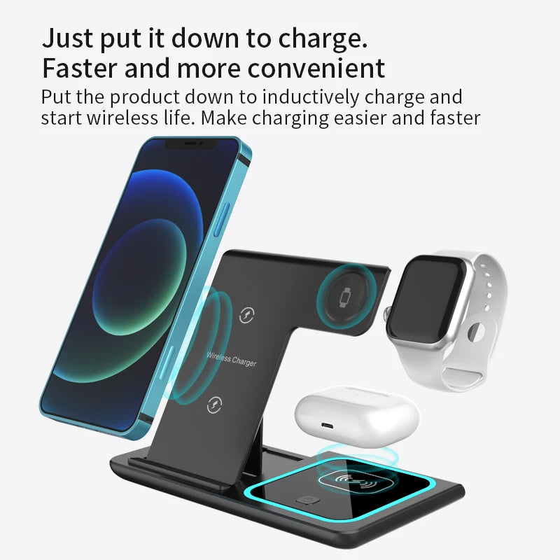 Foldable 3‑in‑1 Wireless Charger – Fast Charging Station for Apple Devices