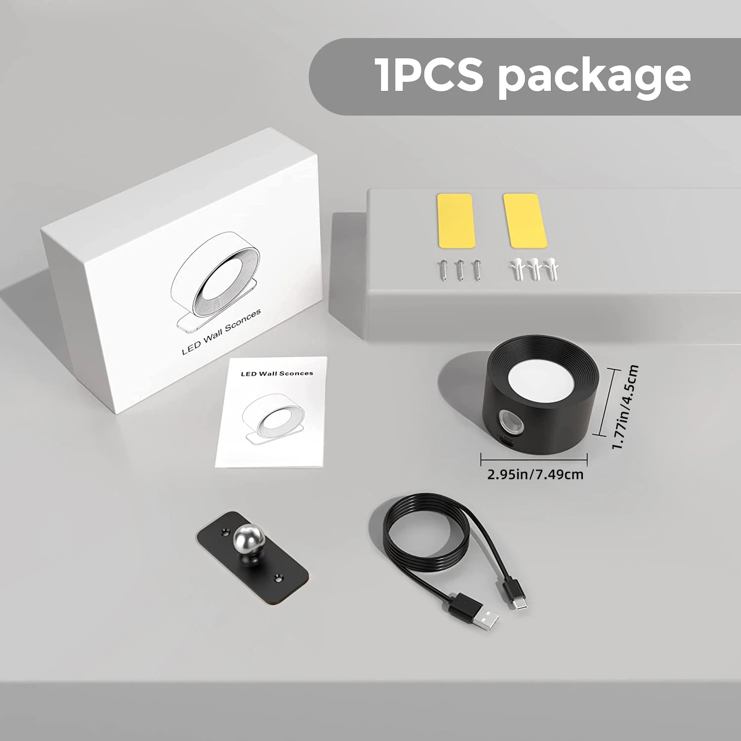 LED Rechargeable Wall Lamp 360° Adjustable Modern Indoor Light