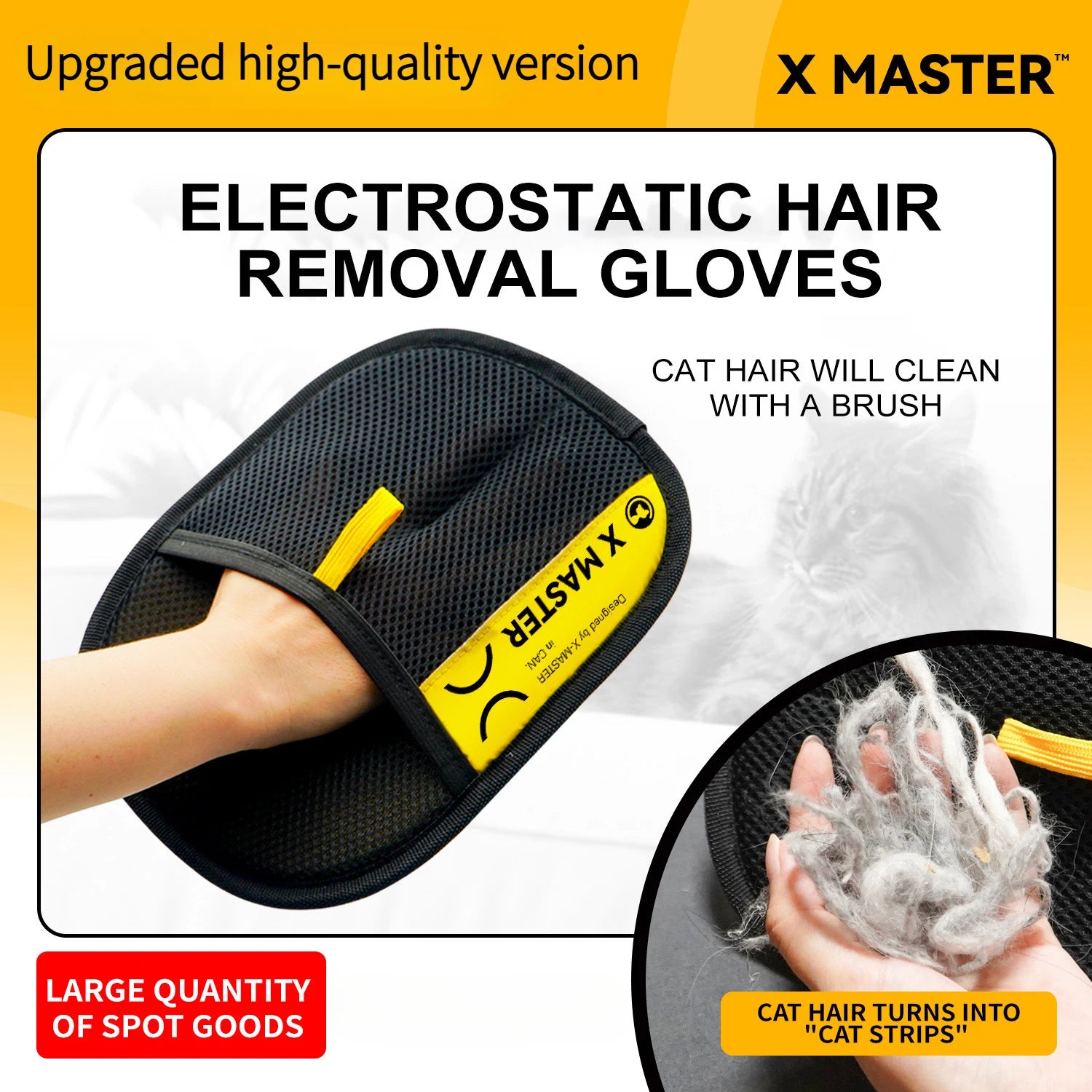 Upgrade Large Pet Hair Removal Grooming Gloves Static Fur Remover for Cat Dog Sofa Carpet Clothes