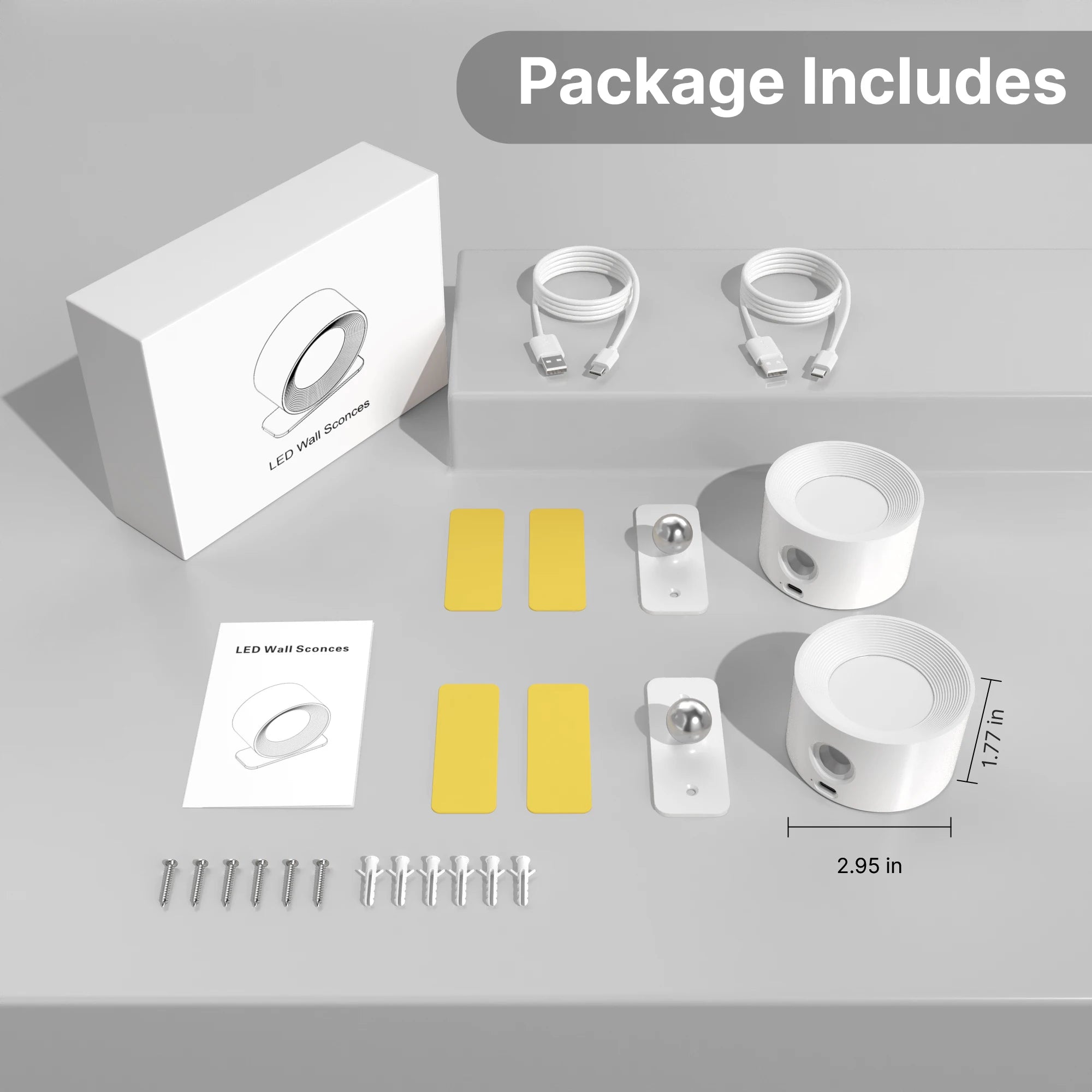 LED Rechargeable Wall Lamp 360° Adjustable Modern Indoor Light