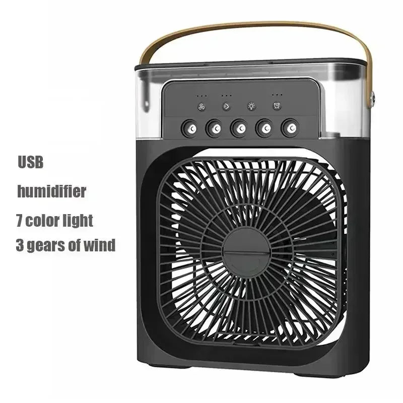 3-in-1 Mini Air Cooler Fan – Humidifier, LED Night Light, Portable Home/Office Fan