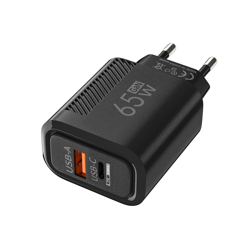 Compact 65W GaN Fast Charger – USB-C PD & QC 3.0 Universal Charger